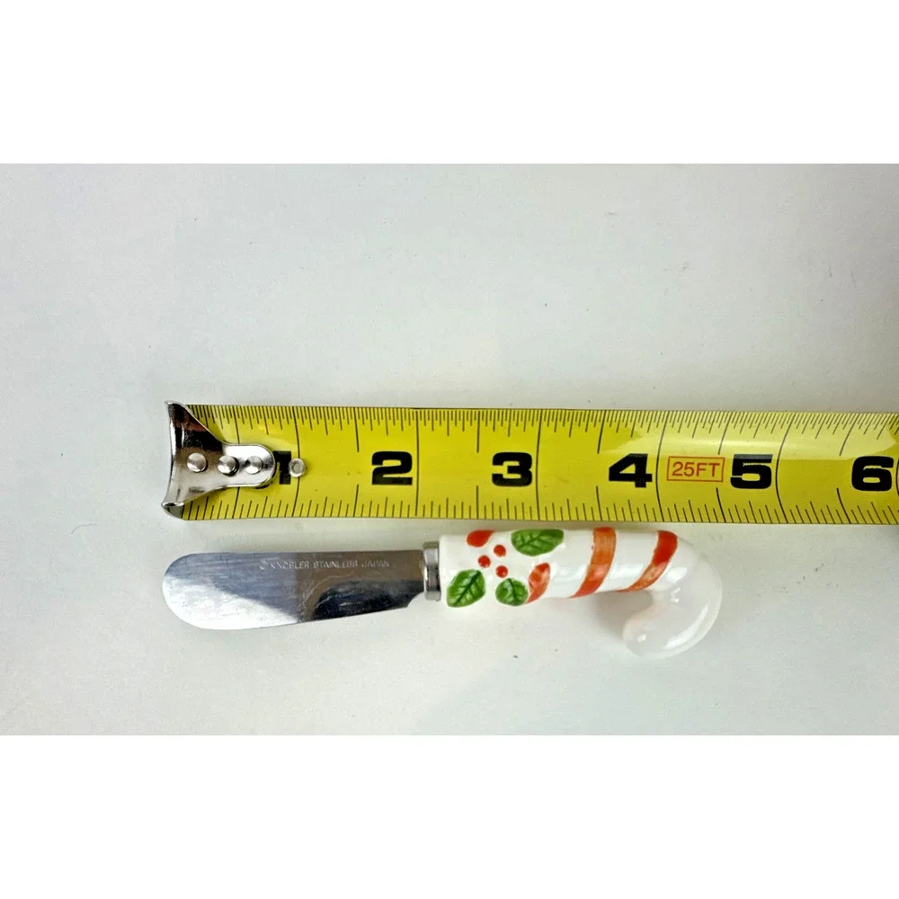 Knobler Stainless Japan Christmas Candy Cane Cheese Spreader Festive Vintage